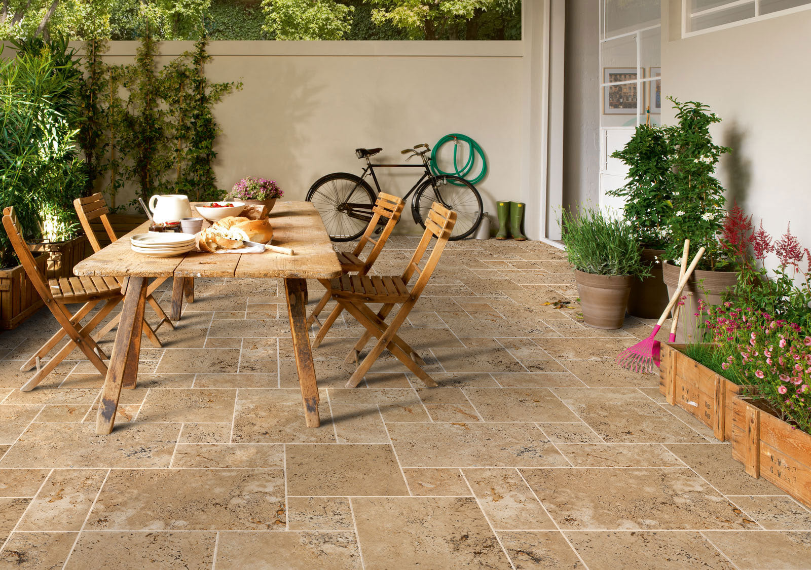 Premium quality travertine flooring with elegant natural stone finish for sophisticated interiors