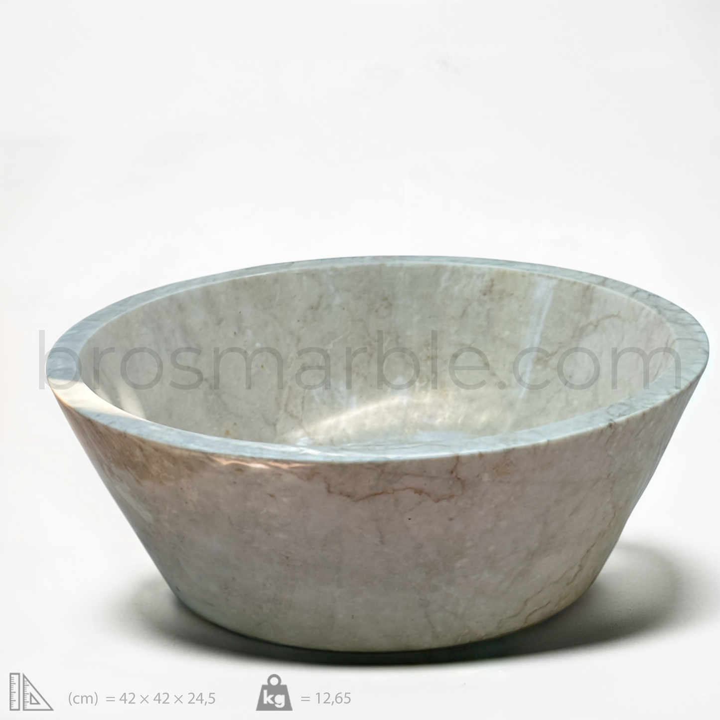 View the image of Beige Marble Conical Vessel Sink (BRS001) at BROSMARBLE. Premium marble sink in the Sinks category, available for $345.00.