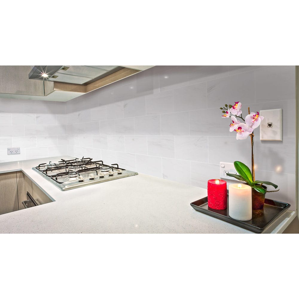 Elegant Bianco Dolomite marble tile showcasing natural veining and superior craftsmanship