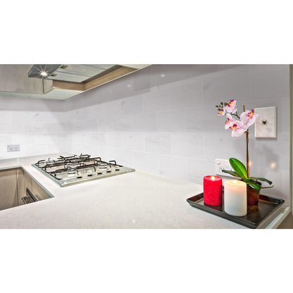 Elegant Bianco Dolomite marble tile showcasing natural veining and superior craftsmanship