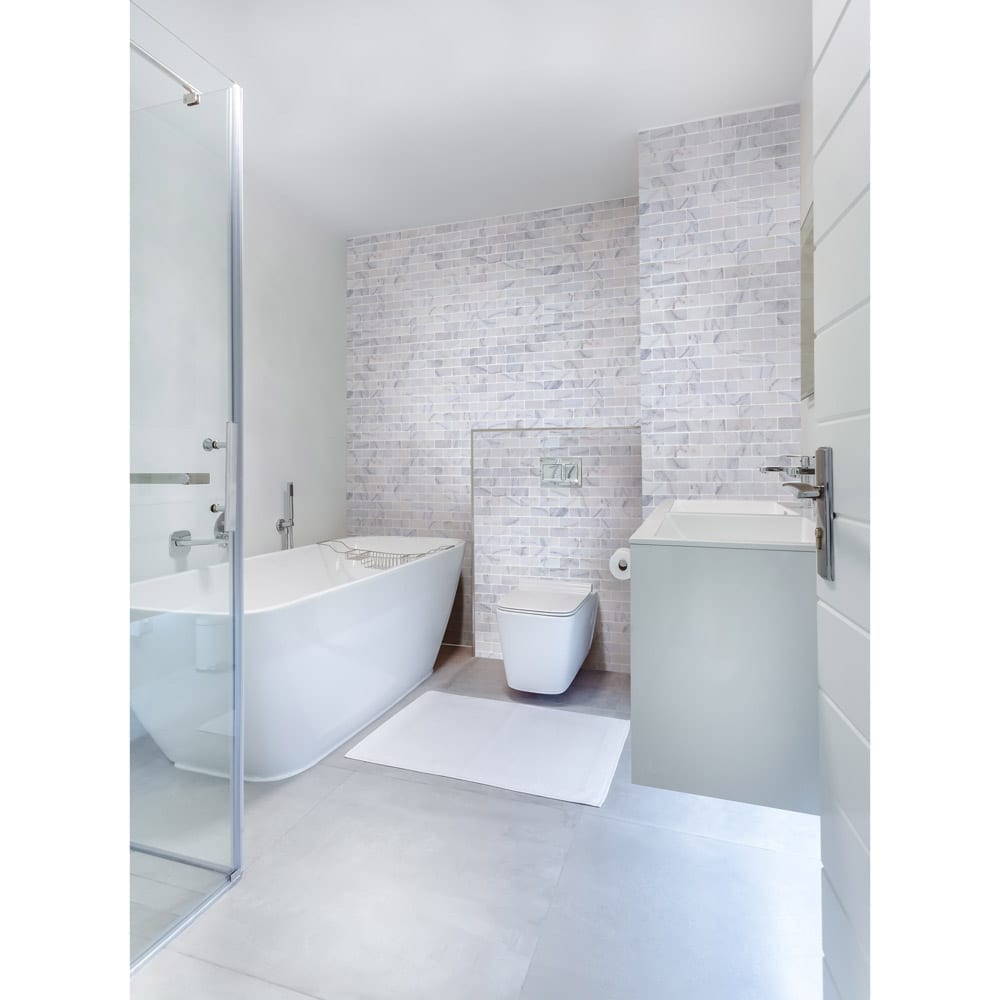 Elegant Bianco marble surface showcasing natural white veining for sophisticated interior design and architectural projects.