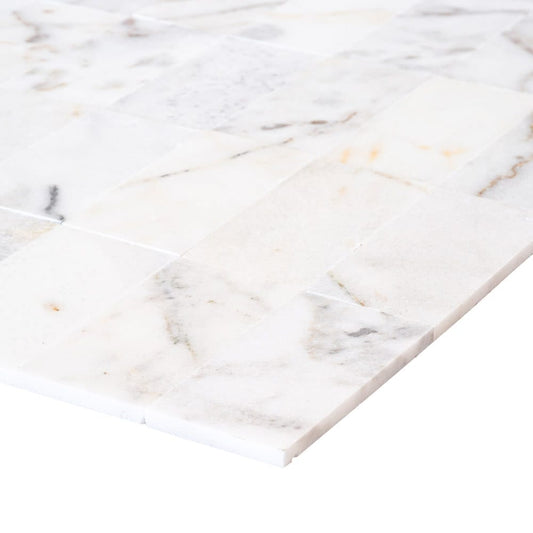 Elegant Bianco marble surface showcasing its pristine white color and natural veining for interior design applications