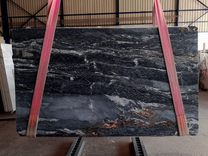 Black leopard inspired pattern on premium marble slabs showcasing elegance and durability for upscale interior design