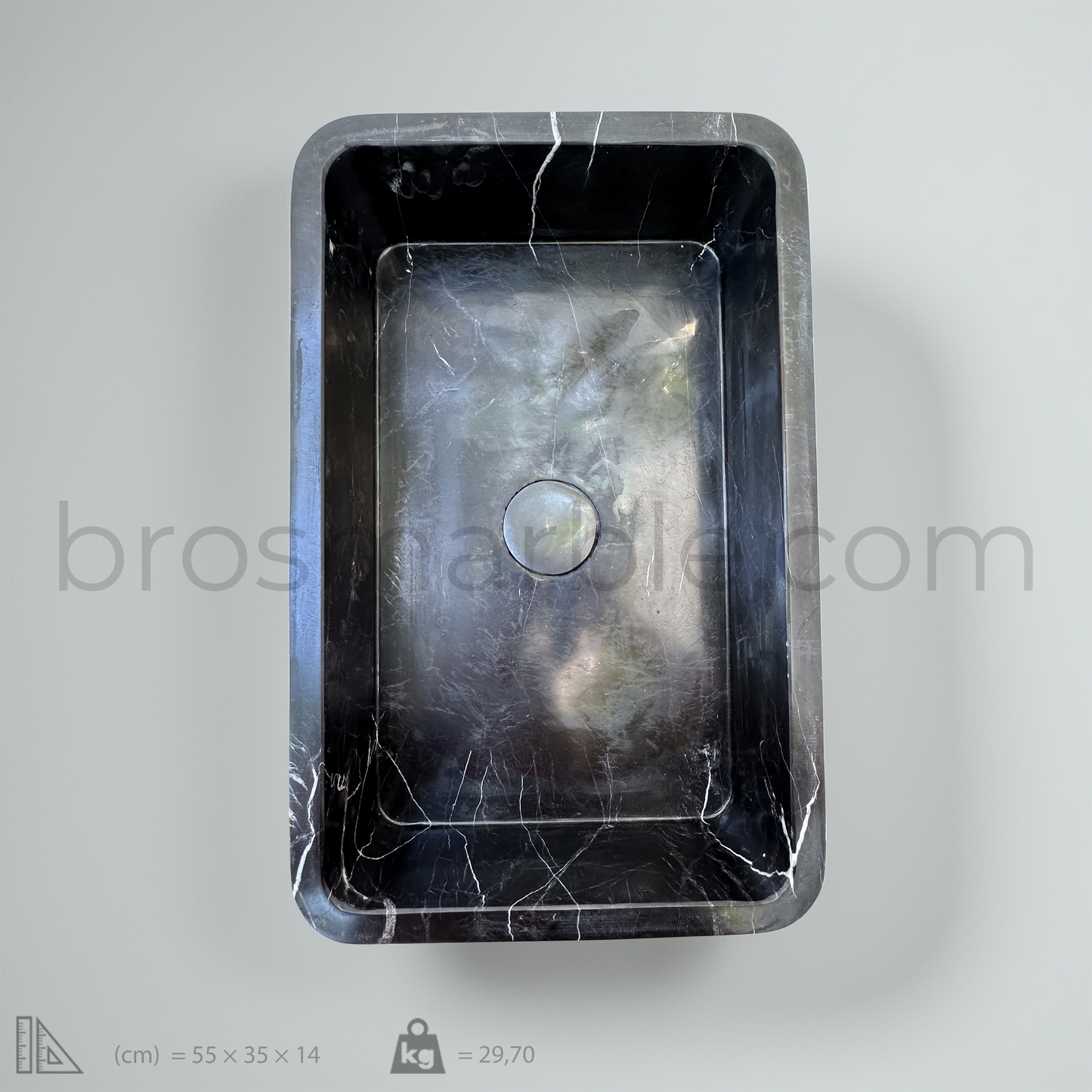 View the image of Black Marble Rectangular Sink (BRS022) at BROSMARBLE. Premium marble sink in the Sinks category, available for $570.00.