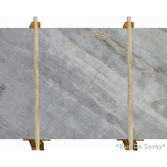High-quality Blue De Savoy marble slabs showcasing unique veining and elegance for luxurious interior design
