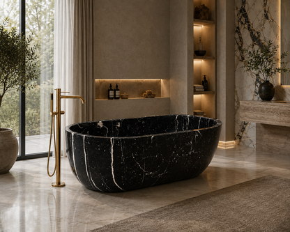 Black Marble Bathtub 65"