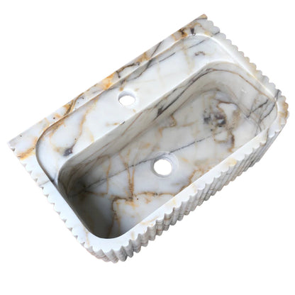 Calacatta Gold Marble Wall-mount Bathroom Vanity Sink Fluted (W)18" (L)36" (H)7".
