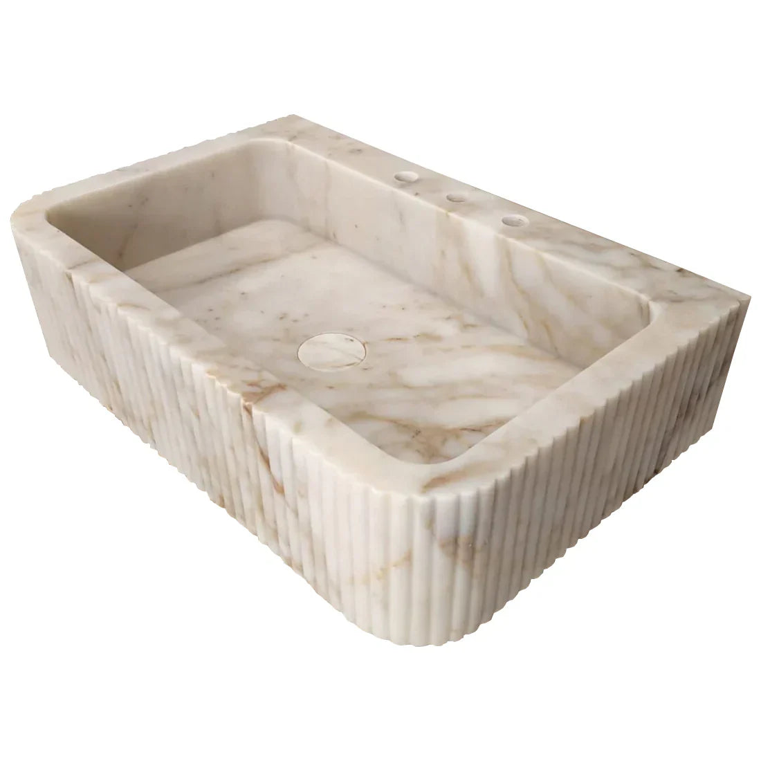 Elegant Calacatta Gold wall-mount vanity sink enhancing bathroom aesthetics with luxurious marble finish