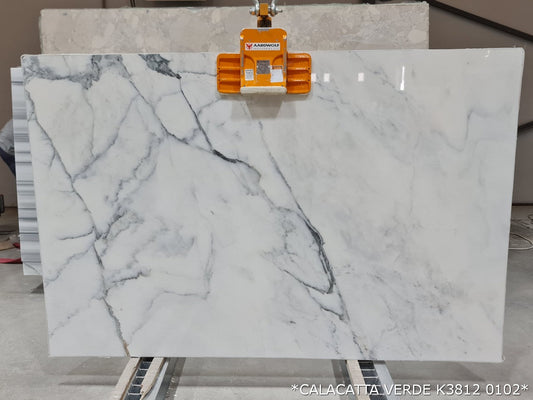 High-quality Calacatta Verde marble slabs showcasing natural elegance and durability for sophisticated interior designs