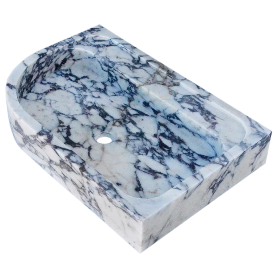 Elegant Corner Sink featuring luxurious Calacatta Viola marble for sophisticated bathroom design