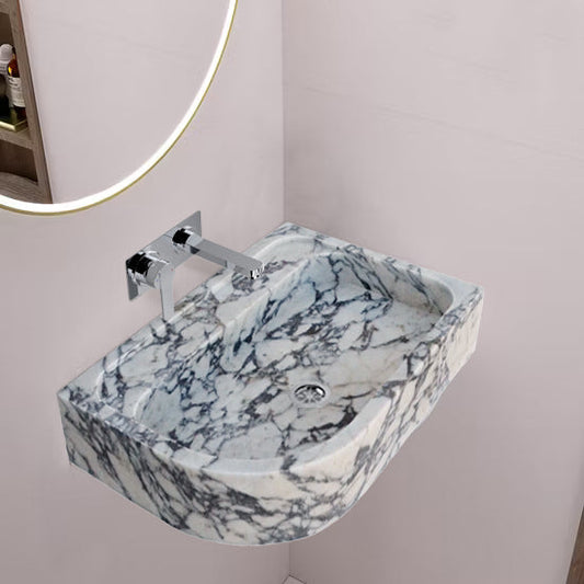 Elegant Corner Sink featuring luxurious Calacatta Viola marble for sophisticated bathroom design