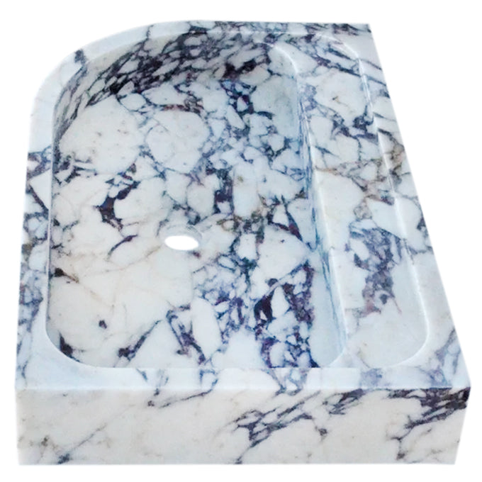 Elegant Corner Sink featuring luxurious Calacatta Viola marble for sophisticated bathroom design
