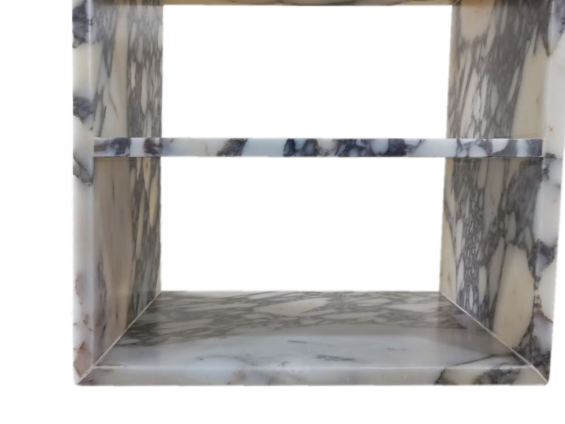 Elegant Calacatta Viola nightstand with luxurious marble finish, perfect for enhancing bedroom decor