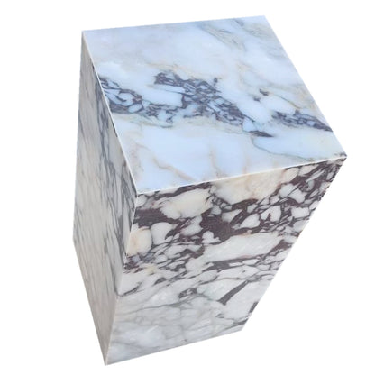 Elegant Calacatta marble nightstand with sleek design, perfect for modern bedroom decor and functional style.