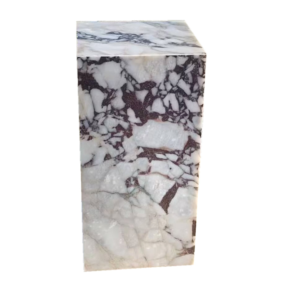Elegant Calacatta marble nightstand with sleek design, perfect for modern bedroom decor and functional style.