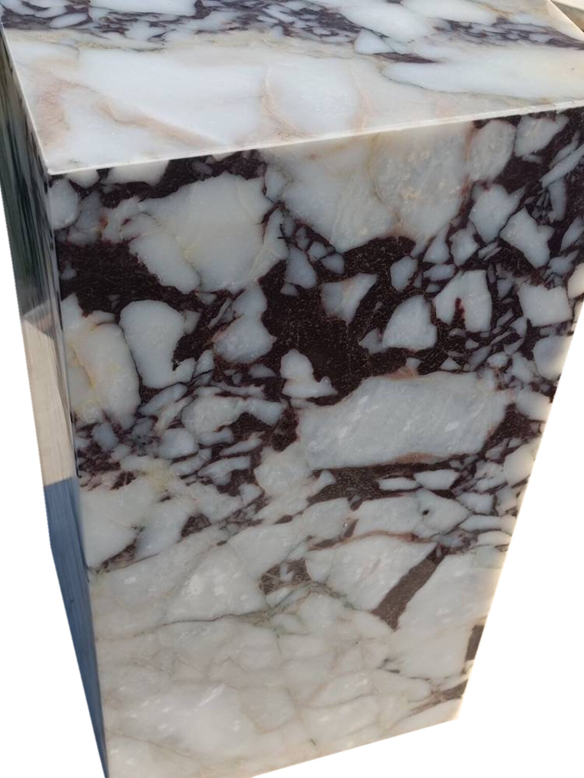 Elegant Calacatta marble nightstand with sleek design, perfect for modern bedroom decor and functional style.
