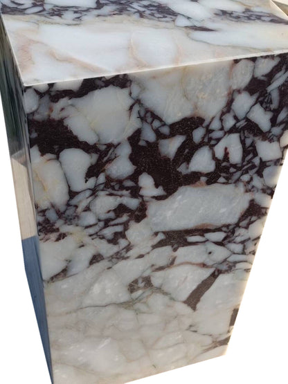 Elegant Calacatta marble nightstand with sleek design, perfect for modern bedroom decor and functional style.