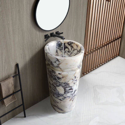 Elegant Calacatta marble surface showcasing natural veining patterns ideal for luxury interior design