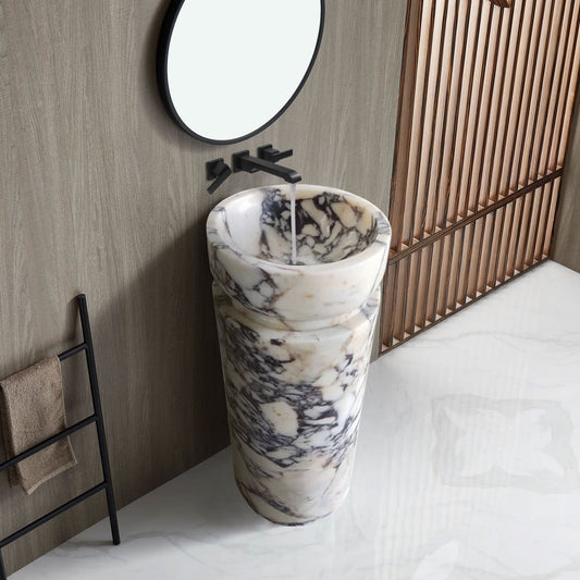 Elegant Calacatta marble surface showcasing natural veining patterns ideal for luxury interior design