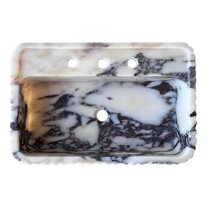Calacatta Viola wall-mount sink featuring elegant marble design for modern bathrooms
