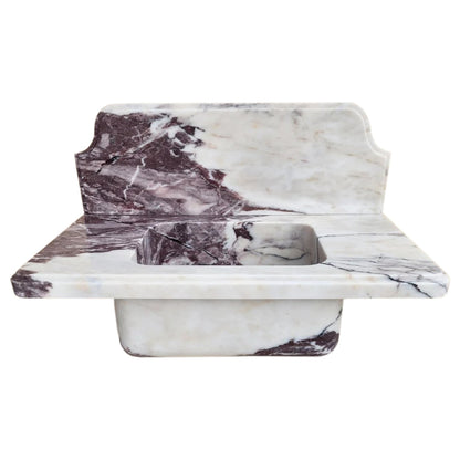 Calacatta Viola marble bathroom sink with elegant veining for a luxurious and stylish bath space.
