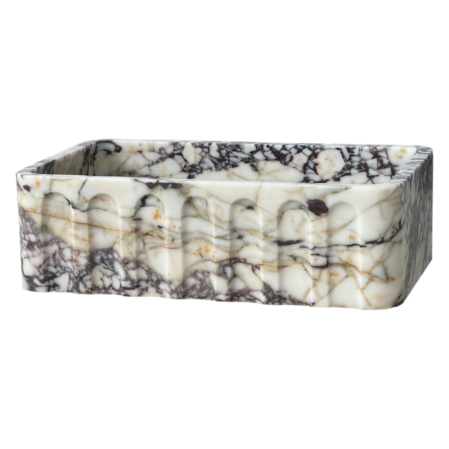 Calacatta Viola wall-mount vanity showcasing elegant marble design for luxurious bathroom decor