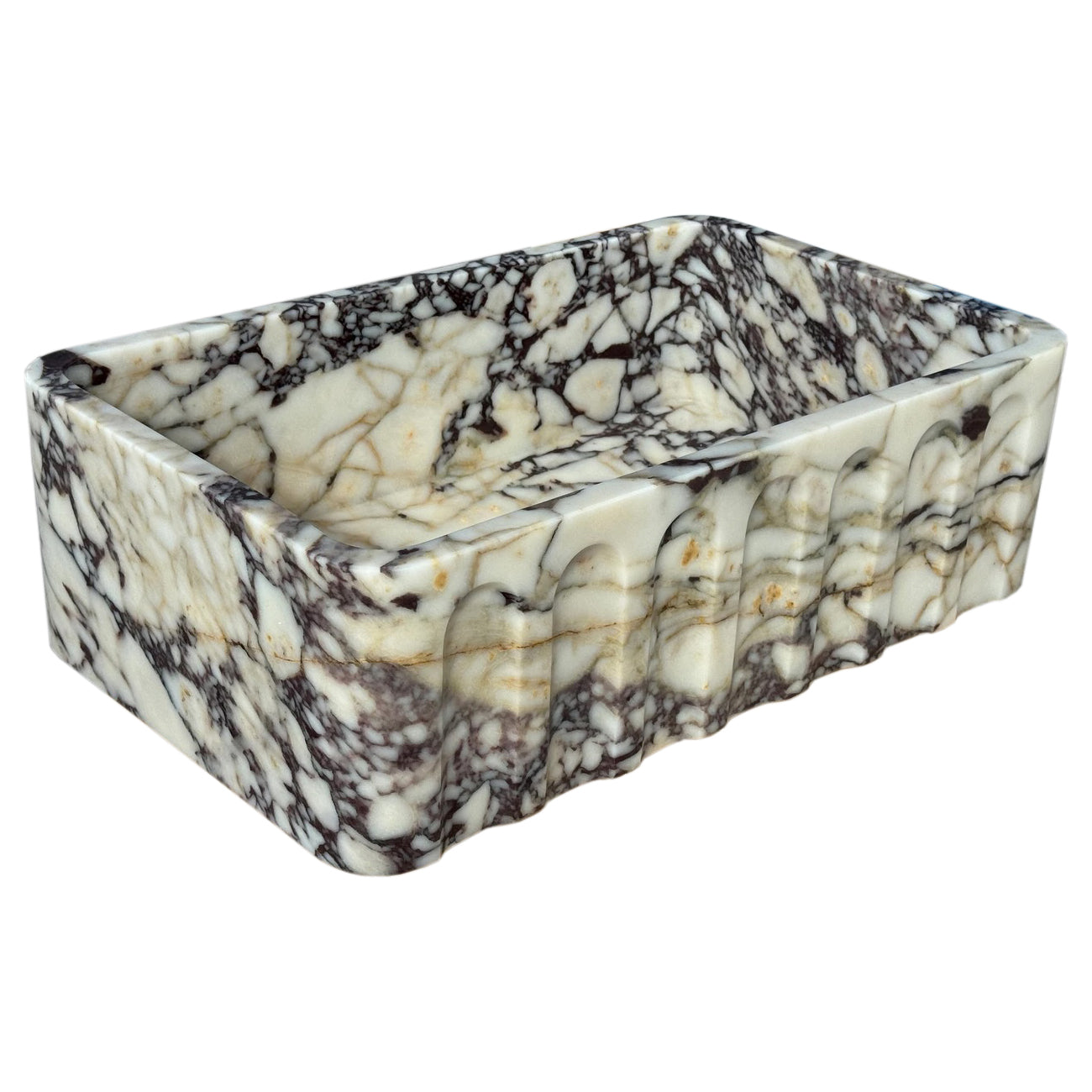 Calacatta Viola wall-mount vanity showcasing elegant marble design for luxurious bathroom decor