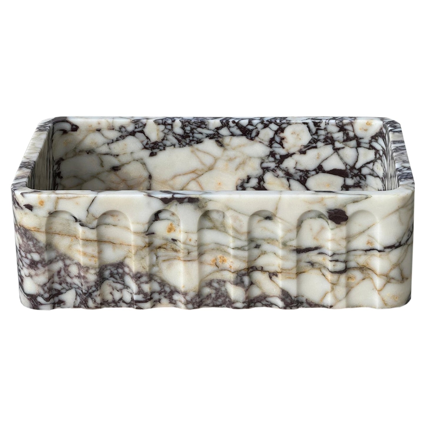 Calacatta Viola wall-mount vanity showcasing elegant marble design for luxurious bathroom decor