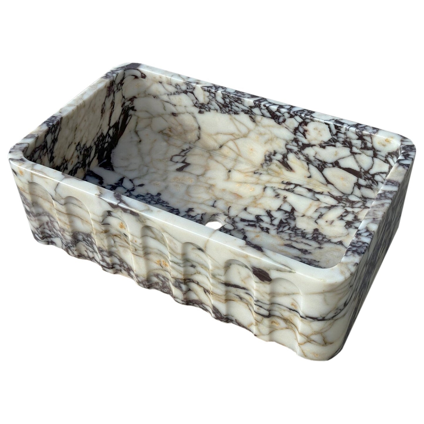 Calacatta Viola wall-mount vanity showcasing elegant marble design for luxurious bathroom decor