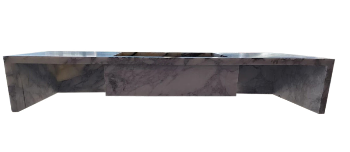Elegant Calacatta Viola marble vanity showcasing luxurious natural stone for sophisticated bathroom design.