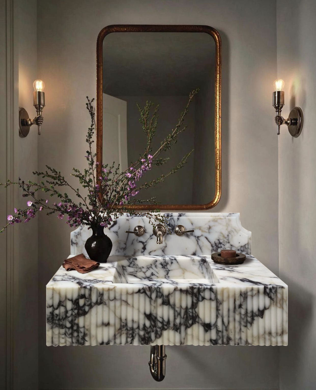 Elegant Calacatta Viola marble showcasing luxury and sophistication in premium interior design applications.
