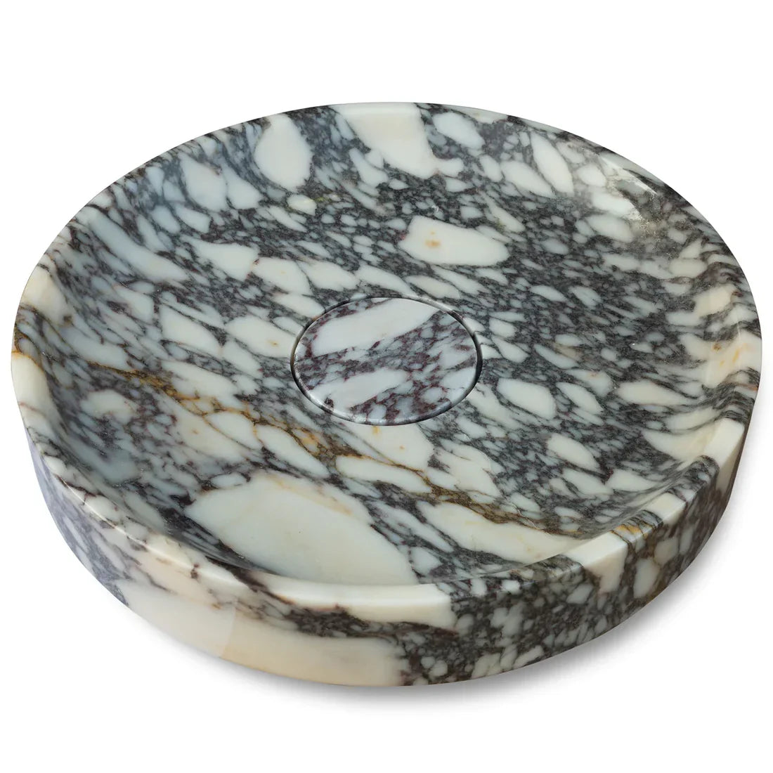 Calacatta Viola Marble Natural Stone Round Above Vanity Bathroom Sink Polished (D)15.5" (H)4.5".