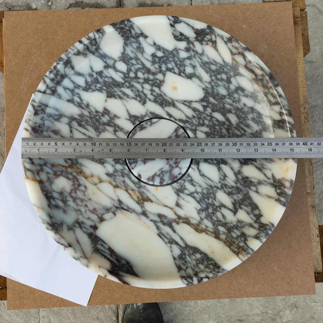 Calacatta Viola Marble Natural Stone Round Above Vanity Bathroom Sink Polished (D)15.5" (H)4.5".