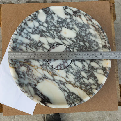 Calacatta Viola Marble Natural Stone Round Above Vanity Bathroom Sink Polished (D)15.5" (H)4.5".