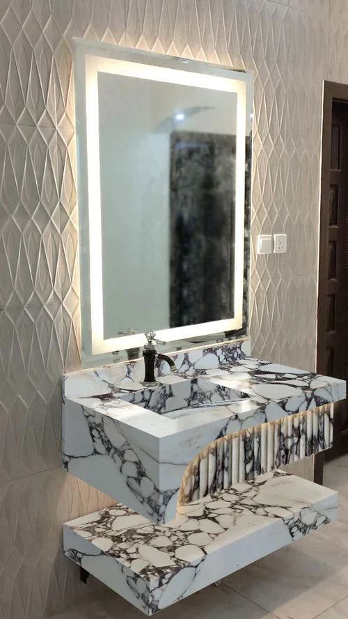 Elegant Calacatta Viola marble sinks showcasing luxurious design and superior craftsmanship for sophisticated interiors