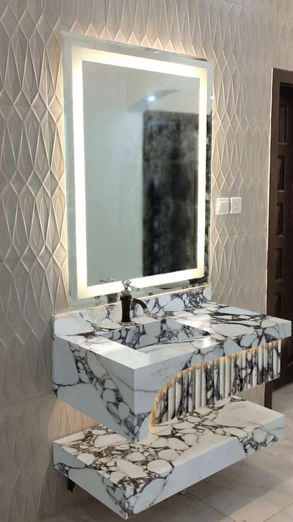 Elegant Calacatta Viola marble sinks showcasing luxurious design and superior craftsmanship for sophisticated interiors