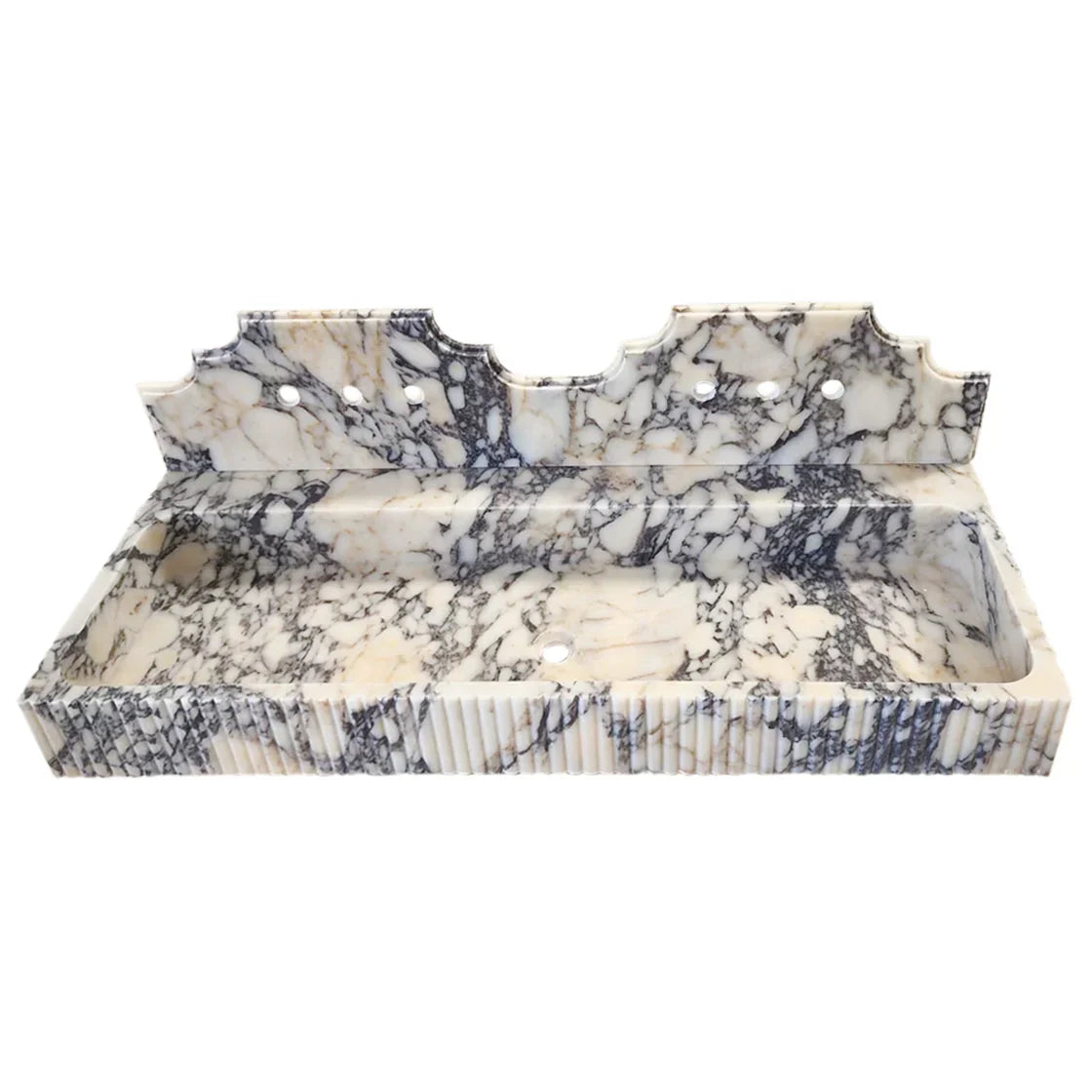 Elegant Calacatta Viola wall-mount sink featuring luxurious marble design for modern bathroom aesthetics