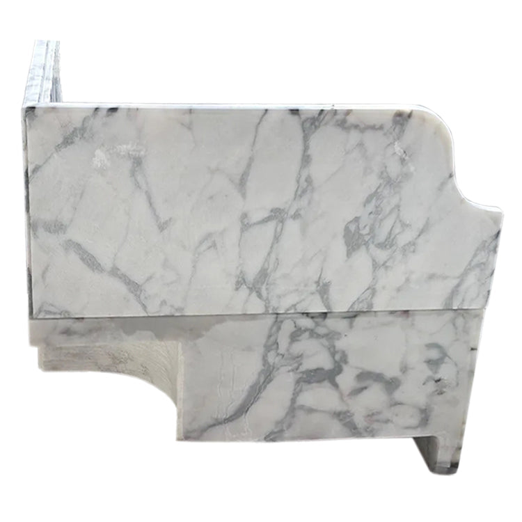 Elegant Calacatta Viola marble corner sink ideal for modern bathroom designs with luxurious stone finish.