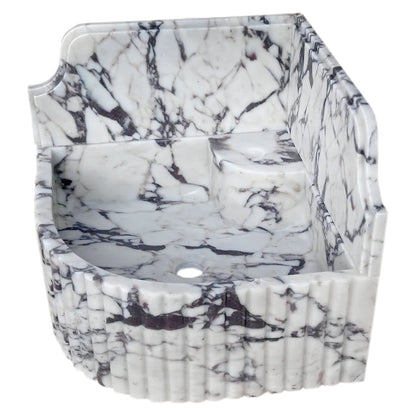 Elegant Calacatta Viola marble corner sink ideal for modern bathroom designs with luxurious stone finish.