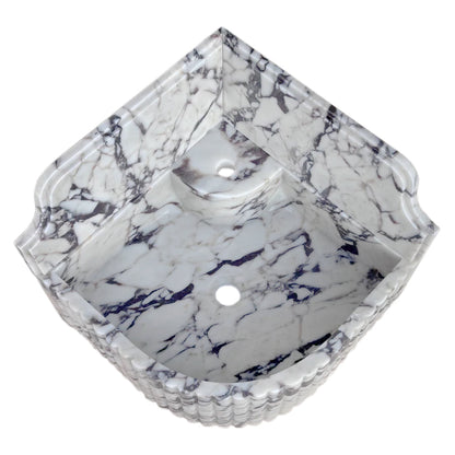 Elegant Calacatta Viola marble corner sink ideal for modern bathroom designs with luxurious stone finish.