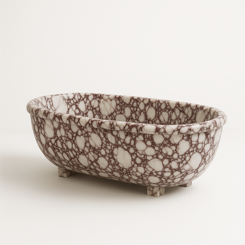 Luxury Calacatta marble bathroom design featuring an elegant marble bathtub for upscale interiors