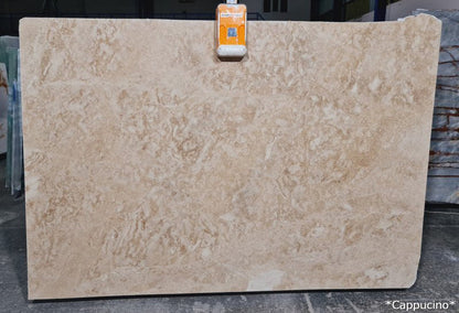 Cappuccino coffee with marble texture background for elegant and sophisticated design