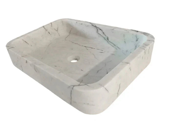 Elegant Carrara White marble sink featuring smooth craftsmanship and timeless design for luxury bathrooms