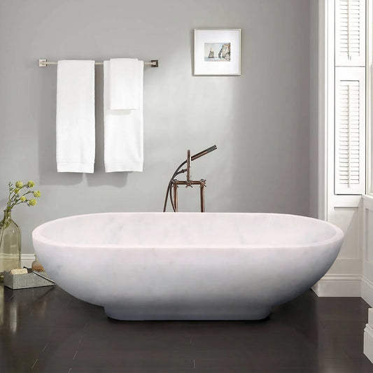 Bianco Carrara White Marble Bathtub Hand-carved from Solid Marble Block (W)30" (L)70" (H)20".