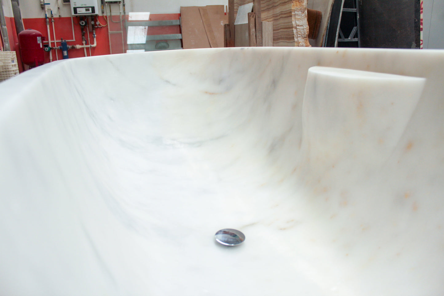 Bianco Carrara White Marble Bathtub Hand-carved from Solid Marble Block (W)30" (L)70" (H)20".