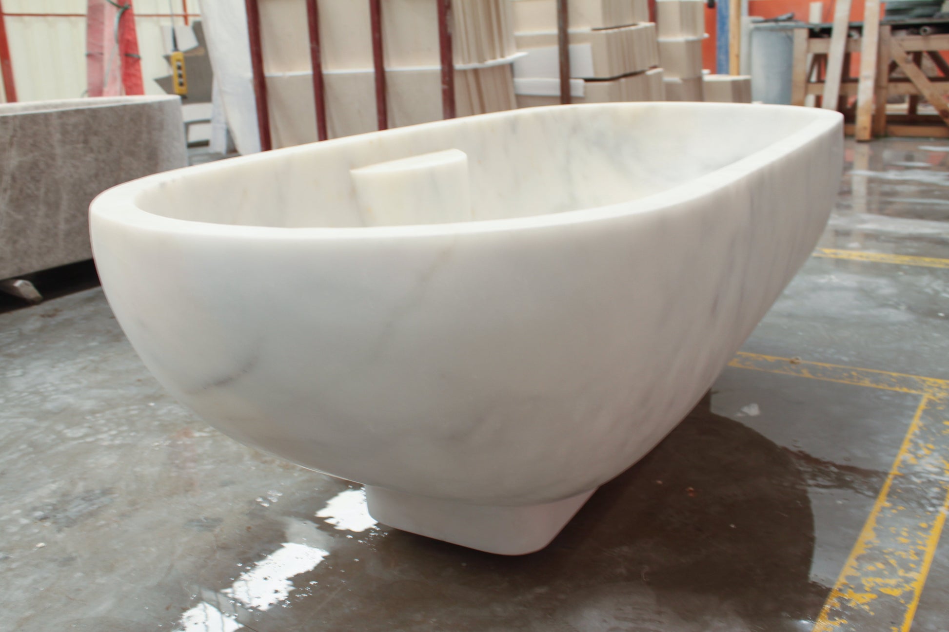 Bianco Carrara White Marble Bathtub Hand-carved from Solid Marble Block (W)30" (L)70" (H)20".