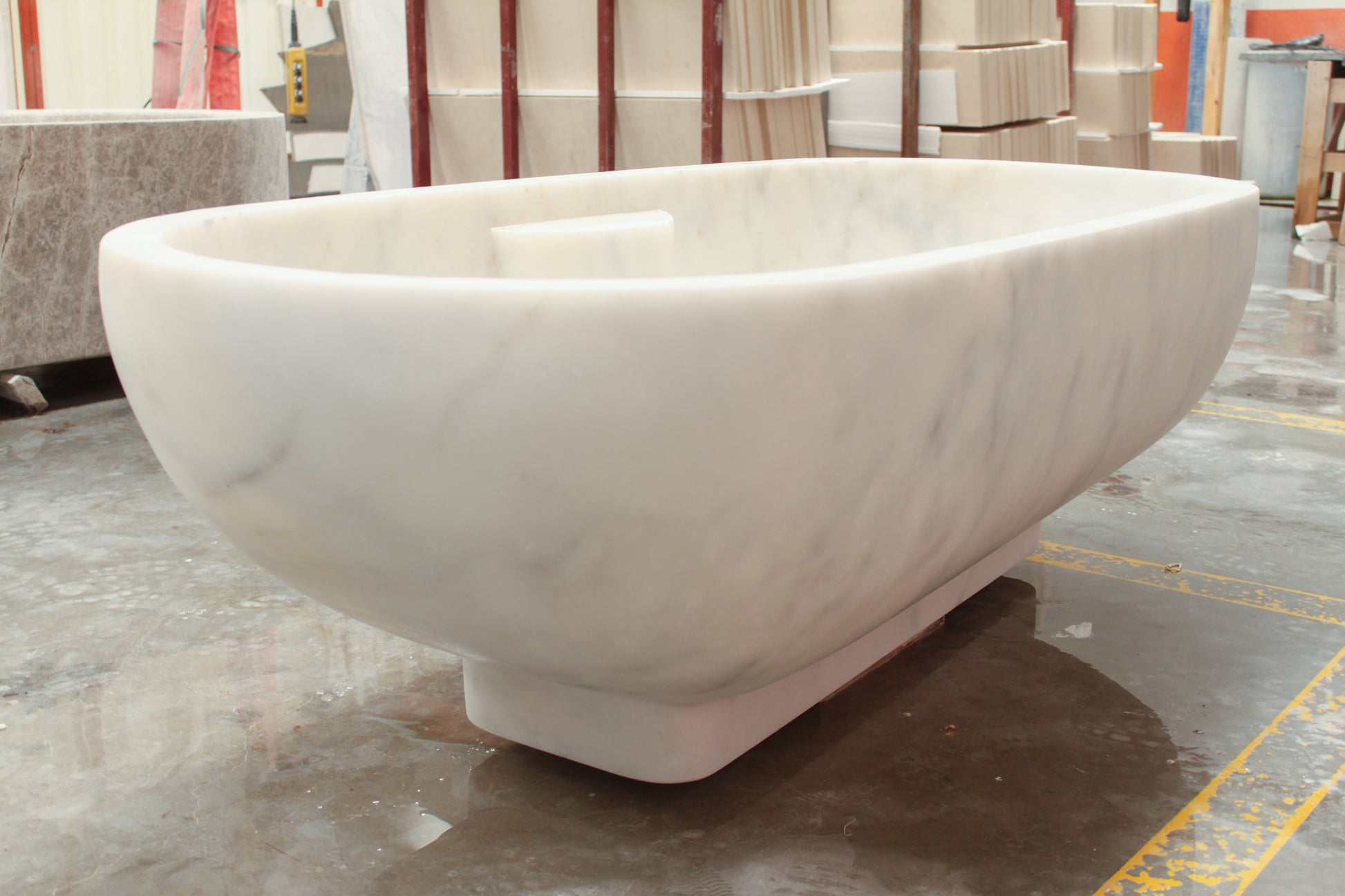 Bianco Carrara White Marble Bathtub Hand-carved from Solid Marble Block (W)30" (L)70" (H)20".