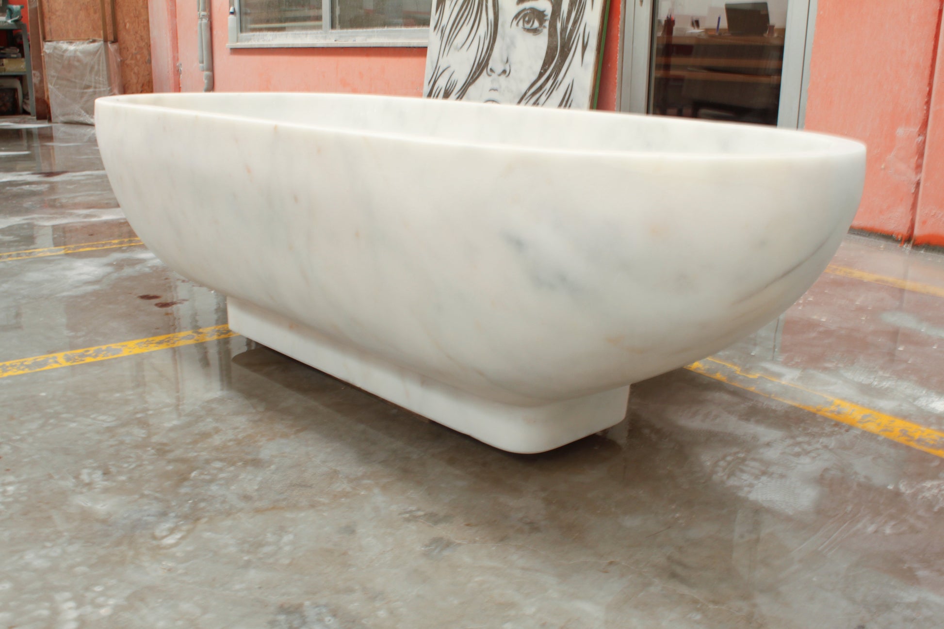 Bianco Carrara White Marble Bathtub Hand-carved from Solid Marble Block (W)30" (L)70" (H)20".