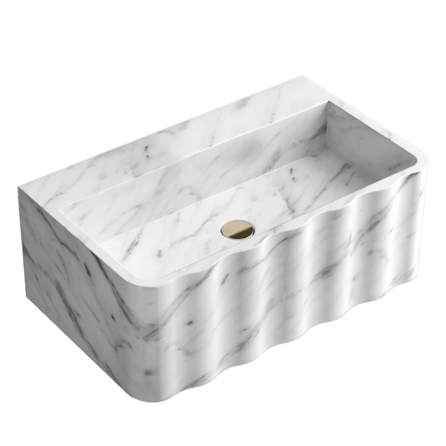 Elegant Carrara marble wall-mount design enhancing modern interiors with timeless natural beauty and durability.