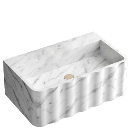 Elegant Carrara marble wall-mount design enhancing modern interiors with timeless natural beauty and durability.